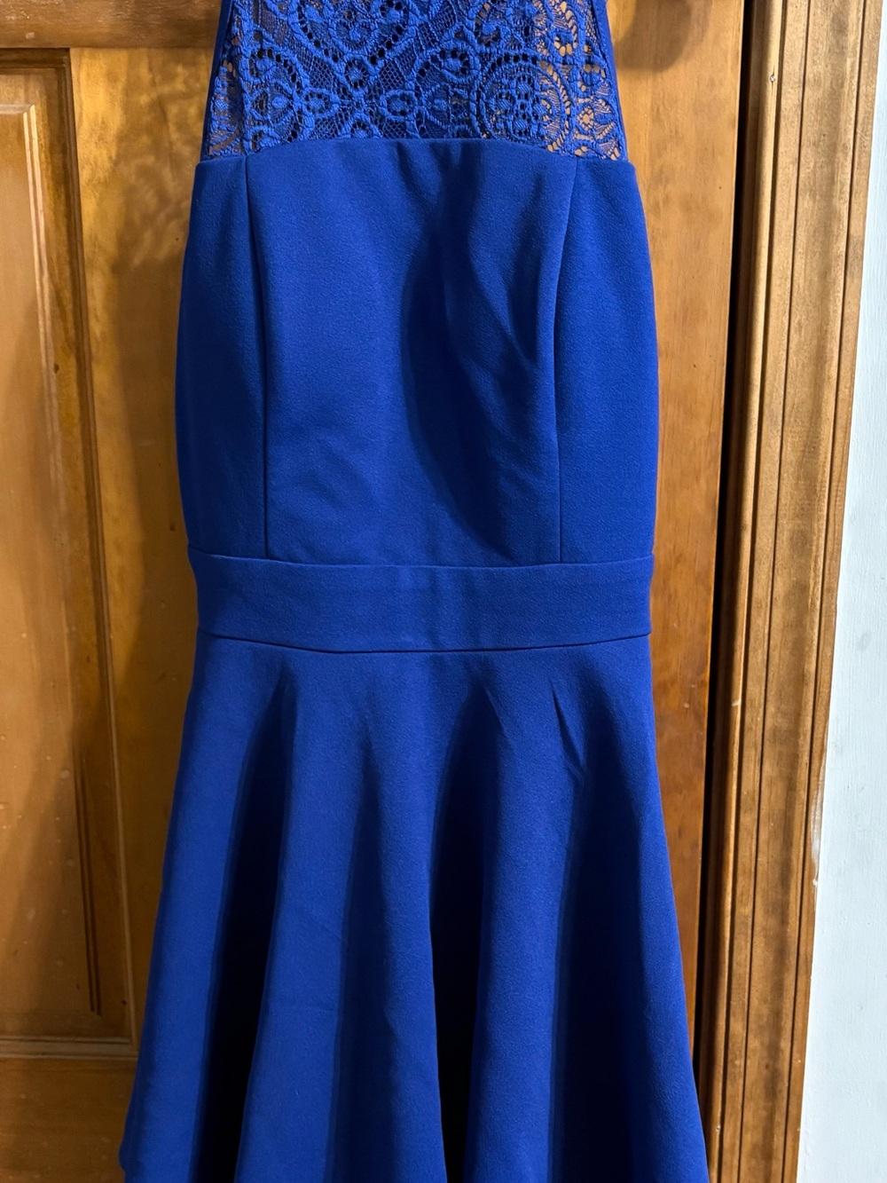 Emerald Sundae Cobalt Blue Lace Bodice Fit-and-Flare Dress